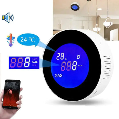 Wi-Fi Smart Natural Gas Detector - Digital LCD Temperature Display Gas Sensor